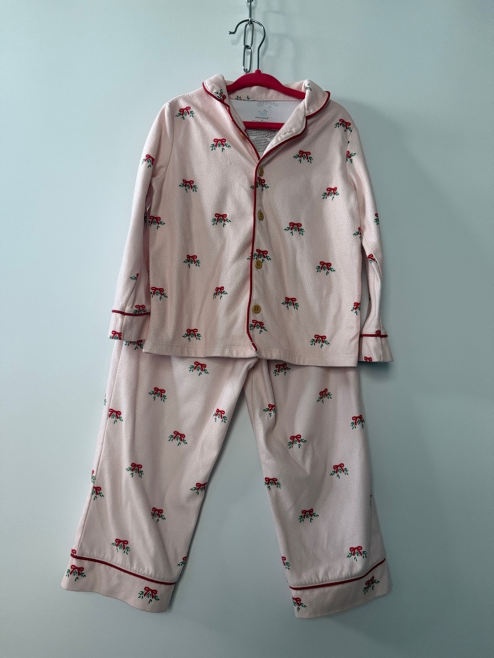 Kids Pink Bow-Print Pajama Set